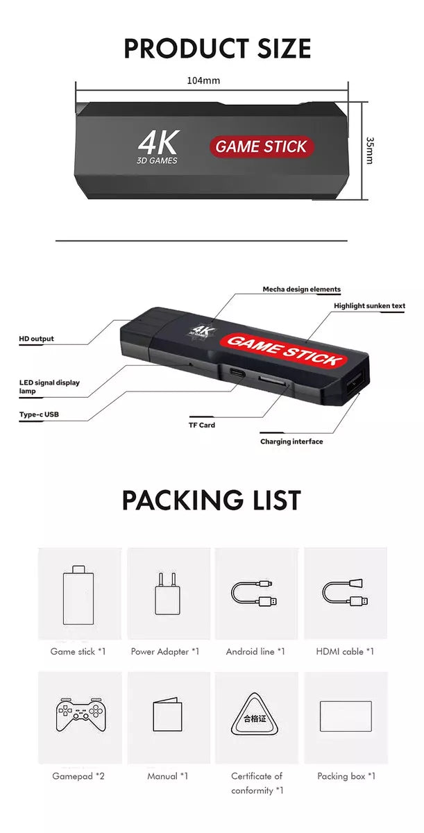 CONSOLA DE VIDEOJUEGO GAME STICK RETRO